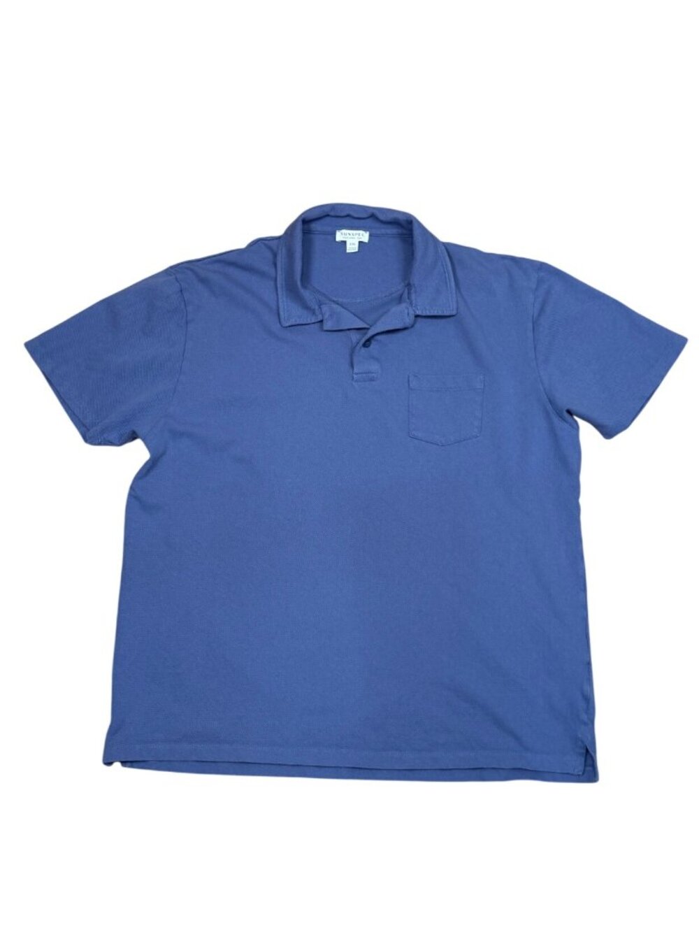 Sunspel Mens Blue Cotton Polo Shirt XXL Short Sleeve Made In Portugal Classic Lu